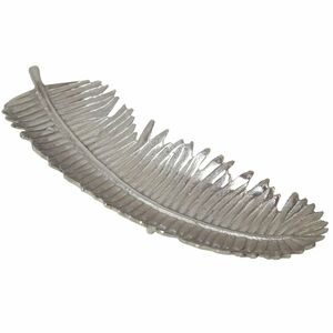 Schale Feder 53x20cm antiksilber Aluminium Handarbeit Dekoschale Tischdekoration