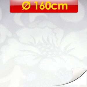 Tischdecke Damast 160cm wei� Vinylbeschichtung abwaschbar Tafeltuch