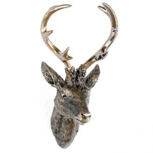 Geweih Hirschgeweih 20x12x30cm bronze Kunststoff 10Ender Hirschkopf Wanddeko