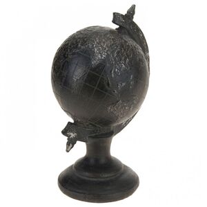 Dekoration Globus in schwarz auf Fu� ca. 12cm antikfinish Erdkugel