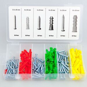 Schrauben und D�bel Set 165tlg. Schrauben verzinkt Sortiment Kreuzschlitz