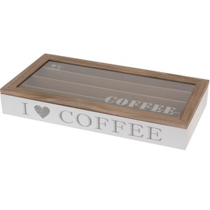 Kaffeekapsel Box Halter 4 F�cher 34,5x17,5x5cm weiss Aufbewahrungsbox Kaffeecups