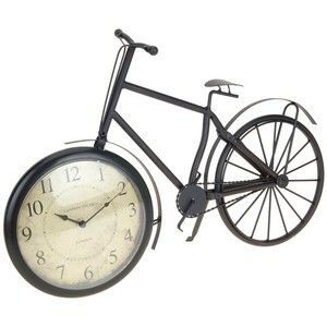 Tischuhr Fahrrad Metall 50cm braun Antiklook Standuhr Uhr Nostalgie Kaminuhr