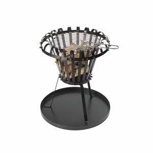 Feuerkorb mit Platte Feuerstelle Feuerschale 50xH53,5cm schwarz mit Grillrost