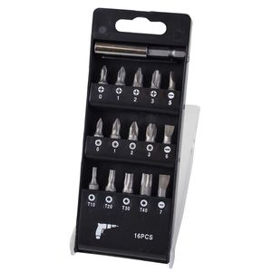 Bit-Satz 16teilig Schlitz Kreuz Innensechskant Bithalter fr Akkuschrauber
