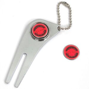 Golf Pitchgabel aus Metall verchromt mit Magnet Ballmarkierern und Befestigung