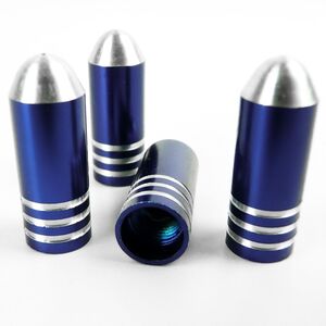 Ventilkappen aus Aluminium in Blau 4 Stck Bullet Design H ca. 26 mm Verschluss