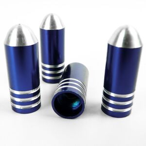 Ventilkappen aus Aluminium in Blau 4 St�ck Bullet Design H ca. 26 mm Verschluss