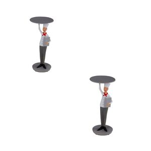 Figur Skulptur Koch mit Teller und Kochbuch 21,5cm 2Stk Dekofigur Deko Kochfigur