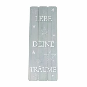 Holzschild Lebe deine Tr�ume MDF Dekoschild Schild Wanddeko Grau
