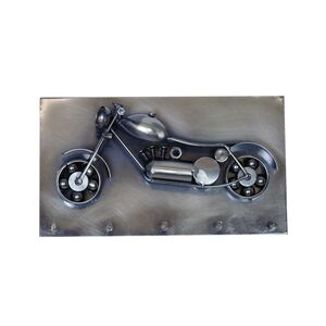 Schl�sselbrett Schl�sselboard 35x20cm Motorbike Motorrad anthrazit Metall 5Haken