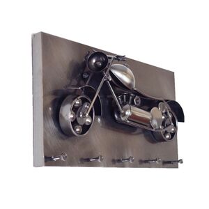 Schl�sselbrett Schl�sselboard 35x20cm Motorbike Motorrad anthrazit Metall 5Haken