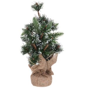 Mini Weihnachtsbaum grn 30cm mit Jutesack Glitzer Schnee Tisch Christbaum