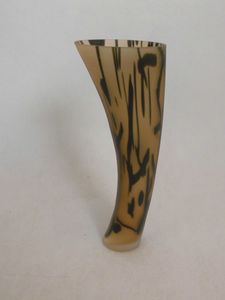 Design Vase Dekovase Standvase Designvase geschwungen braun mit schwarz 28cm 