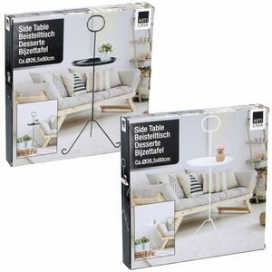 Beistelltisch Retro Tisch rund 26x80cm Metall in Schwarz oder Wei� Couchtisch