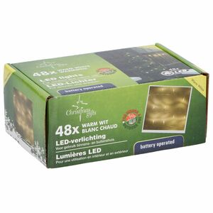 Lichterkette 48 LEDs batteriebetrieben warmwei� f�r innen & au�en Lichteffekte