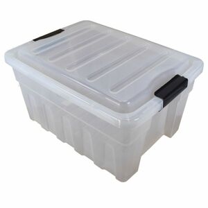 Aufbewahrungsbox 32L 46x35x25cm aus Kunststoff Transparent mit Deckel Stapelbox