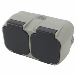 2 Fach Aufputz Steckdose IP44 Grau Steckdose f�r Au�enbereich und Werkstatt 230V