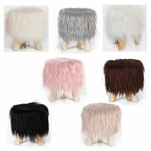 Kunstfell Hocker Schemel Holz gepolstert 30cm Sitzhocker Polsterhocker