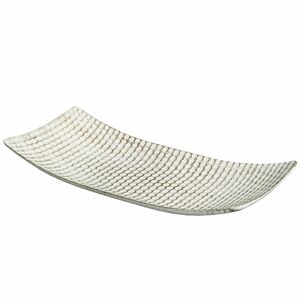 Dekoschale 38cm Hammerschlag Optik antikwei Holz Tischdekoration Landhausstil