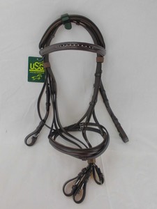 USG Trense Trensenzaum Siria englisches Reithalfter braun Leder Vollblut Cob