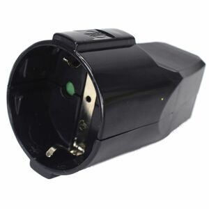 Schuko Kupplung schwarz  230V 16A max. 3500W  Schutzkontakt Steckerkupplung