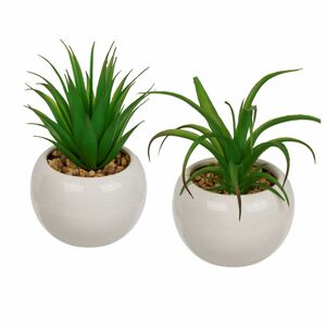 Deko-Sukkulenten im Keramiktopf in wei Kunstblume Dekoration Grnpflanze 