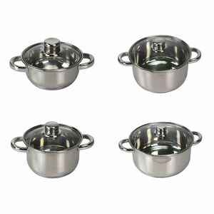 Edelstahl Kochtopf Set 4tlg. mit Glasdeckel 1,0 - 5,2 Liter Suppentopf Induktion