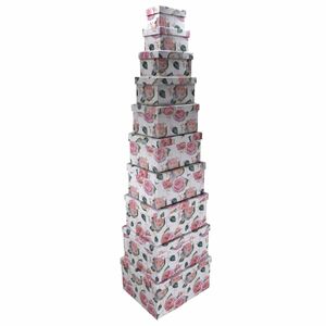 Geschenkbox Aufbewahrungsbox Schachtel mit Rosenmotiv ineinander stapelbar stabil