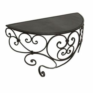 Wandregal Halbrund aus Schmiedeeisen mit sch�nen B�gen 40x15x35 cm Antikschwarz