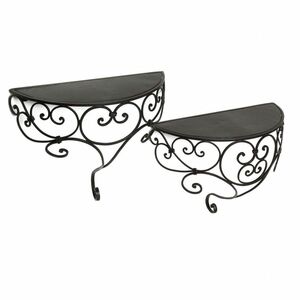 Ambiente Wandregal Wandkonsole XL aus Metall 45 cm x 42 cm Schwarz Eisen