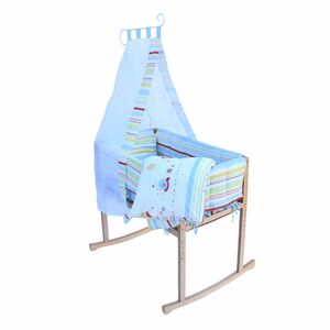 Babywiege Babybett Wiegenbett aus Holz mit Stoffdach und passender Decke