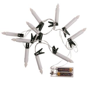 Lichterkette 10LED Kerzen f�r Weihnachtsbaumbeleuchtung inkl. Clip & Timer 