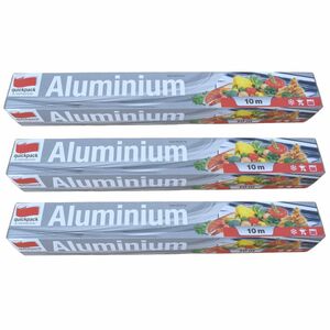 quickpack 3er Pack Alufolie 10m-Rolle zum Braten, D�nsten, Grillen & Schutz