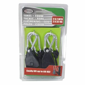 Handflaschenzug 2x 32kg Flaschenzug 2x 2m Kunststoffseil Garage, Camping, Garten