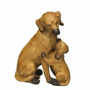 Ambiente Hund mit Welpe braun sitzend Dekohund Figur Hundefigur Skulptur |  Tischdeko direkt bestellen