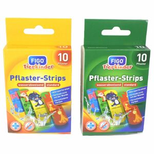 2x 10 Kinder Pflaster-Strips mit Tierkinder Motiv wasserabweisend Wundverband