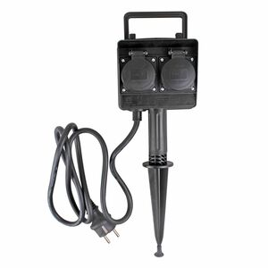 LEX 2-fach Gartensteckdose | Erdspie� | Mehrfachstecker f�r Au�enbereich IP 44 Kindersicherung