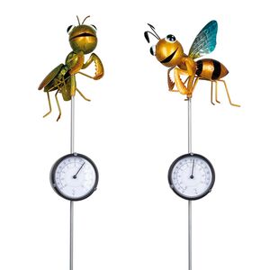 Gartenstecker Figur Gartendekoration ca. 80 cm Metall-Erdspie� mit Thermometer 