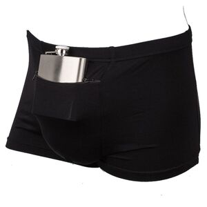 Boxershorts schwarz mit Flachmann (ca. 175 ml) Partygeschenk Herren Unterhose