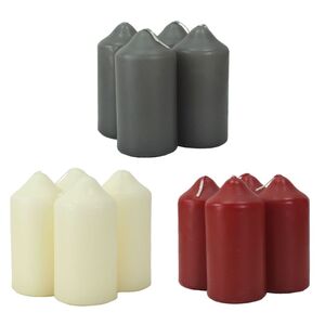 Stumpenkerzen 4er ca. 4,5 x 9 cm in Rot, Grau oder Wei Stumpen Kerzen-Set