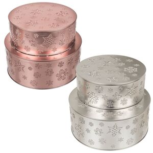 Blechdosen 2er-Set Schneeflocken Metall-Vorratsdosen Dosen in Bronze oder Silber