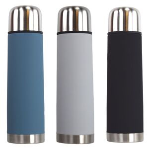 Thermoflasche Edelstahl ca. 500 ml in 3 Farben Silikon Isoflasche mit Becher