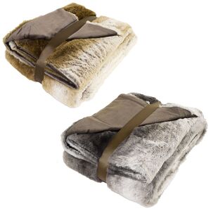 Fellimitat Wohndecke extra weich Braun & Grau 150x200cm Kuscheldecke Couchdecke