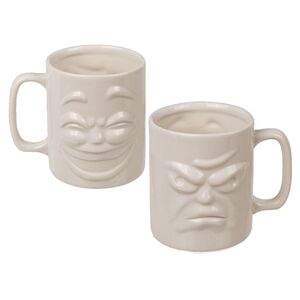 Tasse ca.8x9,5cm mit Gesicht fr�hlich und m�rrisch Kaffeetasse verschiedenseitig