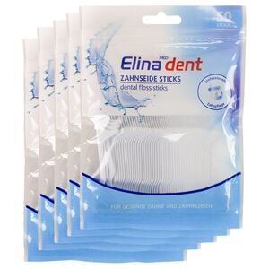 5er Set Zahnseide Sticks 50er Elina Dent Zahnstocher, Mundpflege und Reinigung