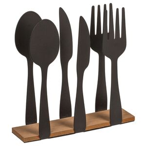 Moderner Serviettenhalter mit Besteck Design in Schwarz ca. 16,5 x 4 x 16,5 cm