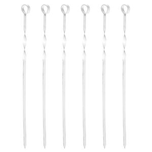 Edelstahl Grillspie�e 45cm im 6er Set Schaschlikspie�e gekordelt mit Aufh�ngung