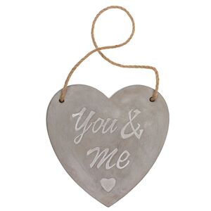 Wanddekoration You & Me aus Zement Dekoherz in Grau mit Seil als Aufh�ngung