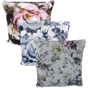 Samt Dekokissen 45 x 45 cm Couchkissen mit Blumenmuster und Rei�verschluss